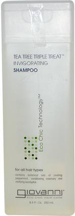 Tea Tree Triple Treat Invigorating Shampoo, 8.5 fl oz (250 ml) by Giovanni, 洗澡，美容，洗髮水，頭髮，頭皮，護髮素 HK 香港