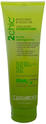 Ultra-Moist Conditioner, for Dry, Damaged Hair, Avocado & Olive Oil, 8.5 fl oz (250 ml) by Giovanni, 洗澡，美容，頭髮，頭皮 HK 香港