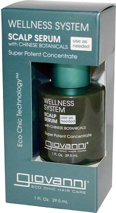 Wellness System, Scalp Serum, 1 fl oz (29.5 ml) by Giovanni, 洗澡，美容，頭髮，頭皮，護髮素 HK 香港