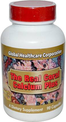 The Real Coral Calcium Plus, 90 Capsules by Global Healthcare, 補品，礦物質，鈣，珊瑚鈣 HK 香港