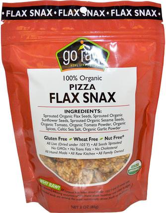 Organic Flax Snax, Pizza, 3 oz (85 g) by Go Raw, 食品，小吃，零食混合物，補品，亞麻籽 HK 香港