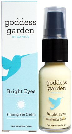 Organics, Bright Eyes, Firming Eye Cream, 0.5 oz (14 g) by Goddess Garden, 美容，眼霜，女神花園類 HK 香港
