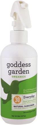 Organics, Everyday, Natural Sunscreen, SPF 30, 8 oz (236 ml) by Goddess Garden, 洗澡，美容，防曬霜，spf 30-45 HK 香港