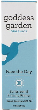 Organics, Face the Day, Sunscreen & Firming Primer, SPF 30, 1 oz (30 ml) by Goddess Garden, 洗澡，美容，化妝，面部底漆，面部護理，spf面部護理 HK 香港