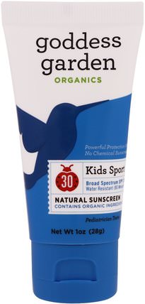 Organics, Kids Sport, Natural Sunscreen, SPF 30, 1 oz (28 g) by Goddess Garden, 洗澡，美容，防曬霜，spf 30-45，兒童和嬰兒防曬霜 HK 香港