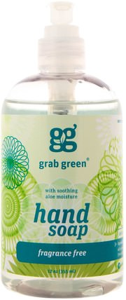 Hand Soap, Fragrance Free, 12 oz (355 ml) by GrabGreen, 洗澡，美容，肥皂 HK 香港