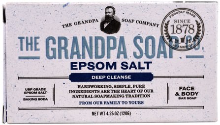Face & Body Bar Soap, Deep Cleanse, Epsom Salt, 4.25 oz (120 g) by Grandpas, 洗澡，美容，肥皂 HK 香港