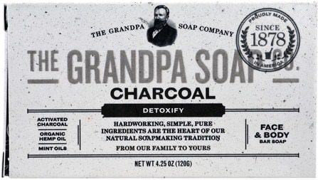 Face & Body Bar Soap, Detoxify, Charcoal, 4.25 oz (120 g) by Grandpas, 洗澡，美容，肥皂 HK 香港