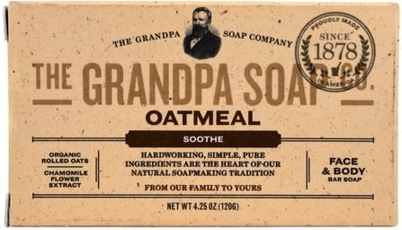 Face & Body Bar Soap, Soothe, Oatmeal, 4.25 oz (120 g) by Grandpas, 洗澡，美容，肥皂 HK 香港
