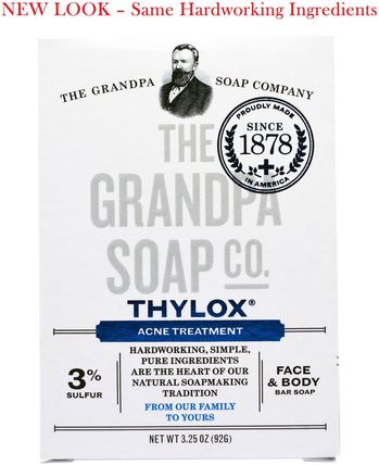 Face & Body Bar Soap, Thylox Acne Treatment.3.25 oz (92 g) by Grandpas, 美容，痤瘡外用產品，肥皂 HK 香港