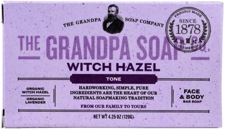 Face & Body Bar Soap, Tone, Witch Hazel, 4.25 oz (120 g) by Grandpas, 洗澡，美容，肥皂 HK 香港