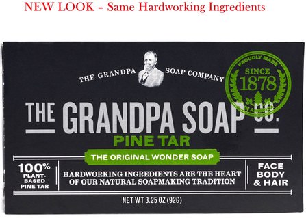 Face Body & Hair Bar Soap, Pine Tar, 3.25 oz (92 g) by Grandpas, 洗澡，美容，肥皂 HK 香港