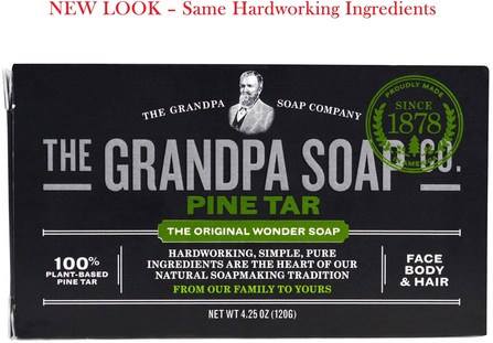 Face Body & Hair Bar Soap, Pine Tar, 4.25 oz (120 g) by Grandpas, 洗澡，美容，肥皂 HK 香港
