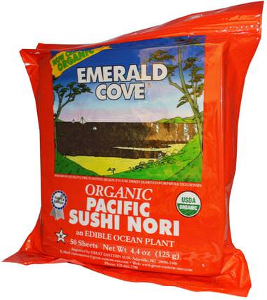 Emerald Cove, Organic Pacific Sushi Nori, 50 Sheets, 4.4 oz (125 g) by Great Eastern Sun, 補充劑，藻類各種各樣，偉大的東部太陽翡翠灣海蔬菜 HK 香港