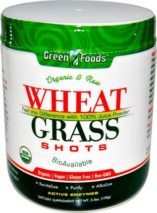 Organic & Raw Wheat Grass Shots, 5.3 oz (150 g) by Green Foods Corporation, 補品，超級食品，小麥草 HK 香港