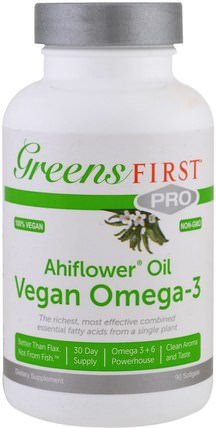 Ahiflower Oil, Vegan Omega-3, 90 Softgels by Greens First, 補充劑，efa omega 3 6 9（epa dha） HK 香港