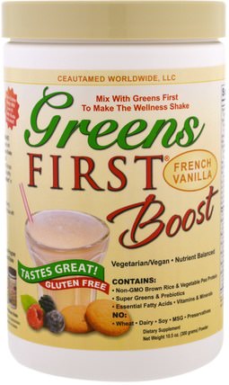Boost, French Vanilla Powder, 10.5 oz (300 g) by Greens First, 補品，超級食品，綠色蔬菜 HK 香港