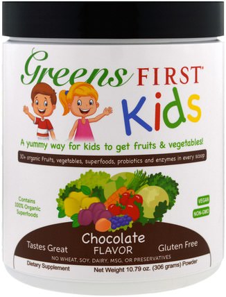 Kids, Superfood Antioxidant Shake, Chocolate, 10.79 oz (306 g) by Greens First, 補充劑，抗氧化劑，兒童健康 HK 香港