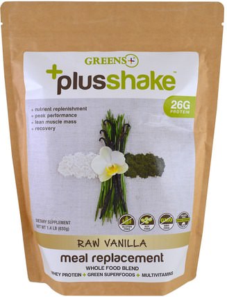 Plusshake, Meal Replacement, Raw Vanilla, 1.4 lb (630 g) by Greens Plus, 補充劑，蛋白質 HK 香港