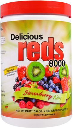 Delicious Reds 8000, Strawberry Kiwi, Powder, 10.6 oz (300 g) by Greens World, 補品，超級食品 HK 香港
