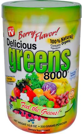 Delicious Greens 8000, Berry Flavor, Powder, 10.6 oz (300 g) by Greens World, 補品，超級食品，綠色蔬菜 HK 香港