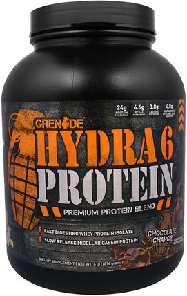 Hydra 6 Protein, Premium Protein Blend, Chocolate Charge, 4 lb (1814 g) by Grenade, 補充劑，蛋白質 HK 香港