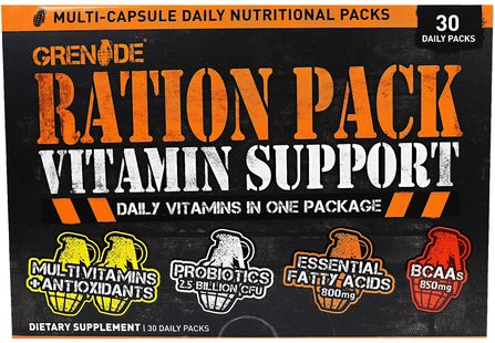 Ration Pack Vitamin Support, 30 Daily Packs by Grenade, 補充劑，抗氧化劑，多種維生素 HK 香港