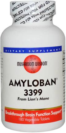 Amyloban 3399, 180 Veggie Tabs by Mushroom Wisdom, 補充劑，藥用蘑菇，獅子鬃毛蘑菇，蘑菇膠囊 HK 香港