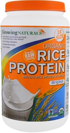 Organic Rice Protein, Original, 32.4 oz (918 g) by Growing Naturals, 補充劑，蛋白質，大米蛋白粉，大米蛋白 HK 香港