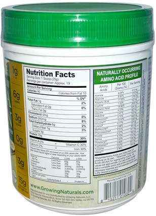 Yellow Pea Protein, Vanilla Blast, 16.7 oz (475 g) by Growing Naturals, 補充劑，蛋白質，豌豆蛋白質 HK 香港