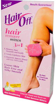 Hair Remover Mitten, 3 in 1, Cucumber Melon Scent, 3 Pack by HairOff, 洗澡，美容，剃須，蠟條脫毛 HK 香港