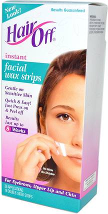 Instant Facial Wax Strips, 18 Double-Sided Strips by HairOff, 洗澡，美容，剃須，蠟條脫毛，面部護理 HK 香港