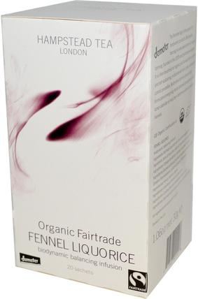 Organic Fairtrade Fennel Liquorice, 20 Sachets, 1.06 oz (30 g) by Hampstead Tea, 草藥，茴香，涼茶，甘草根茶 HK 香港