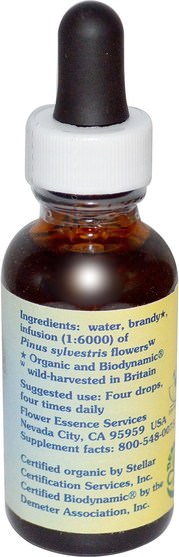 健康 - Flower Essence Services, Healing Herbs, Pine, Flower Essence, 1 fl oz (30 ml)
