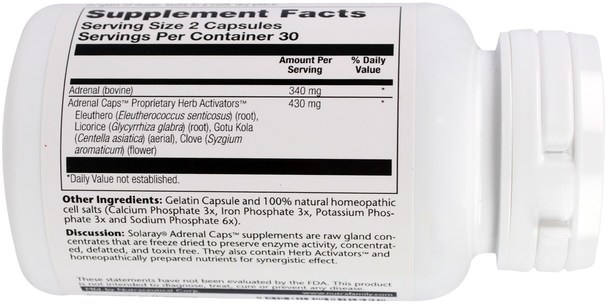 健康，腎上腺支持 - Solaray, Adrenal Caps, 60 Capsules