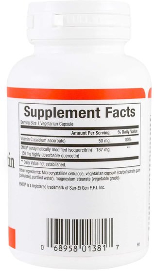 健康，過敏，過敏 - Natural Factors, Biaoctive Quercetin EMIQ, 50 mg, 60 Veggie Caps