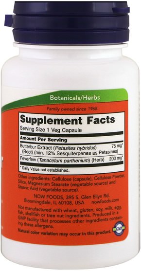 健康，過敏，蜂斗菜，頭痛 - Now Foods, Butterbur, 60 Veg Capsules