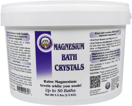 5.5 lbs (2.5 kg) by Health and Wisdom Magnesium Bath Crystals, 洗澡，美容，沐浴鹽，抗疼痛 HK 香港