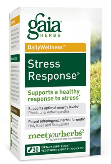健康，抗壓力 - Gaia Herbs, Stress Response, 30 Veggie Liquid Phyto-Caps