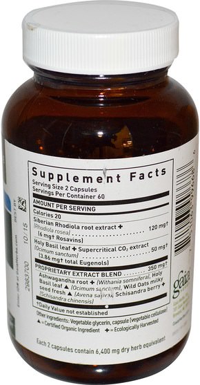 健康，抗應激，補品，腎上腺 - Gaia Herbs, Adrenal Health, 120 Vegetarian Liquid Phyto-Caps