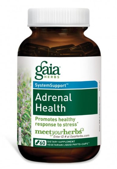 健康，抗應激，補品，腎上腺 - Gaia Herbs, Adrenal Health, 60 Vegetarian Liquid Phyto-Caps