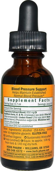 健康，血壓 - Herb Pharm, Blood Pressure Support, 1 fl oz (30 ml)