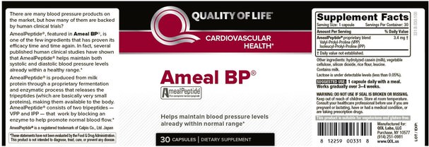 健康，血壓 - Quality of Life Labs, Ameal BP, Cardiovascular Health, 30 Capsules