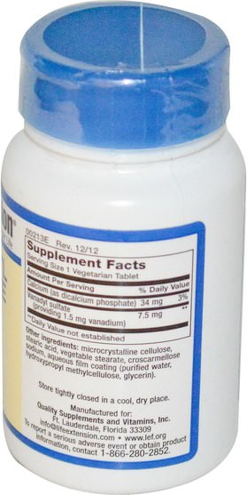 健康，血糖，補品，硫酸氧釩 - Life Extension, Vanadyl Sulfate, 7.5 mg, 100 Veggie Tabs
