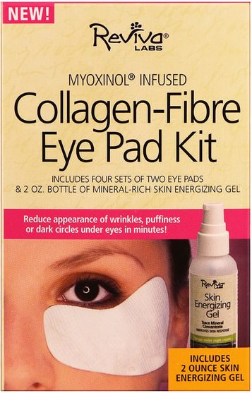健康，骨骼，骨質疏鬆症，膠原蛋白，美容，眼霜 - Reviva Labs, Collagen-Fibre Eye Pad Kit, 5 Piece Kit