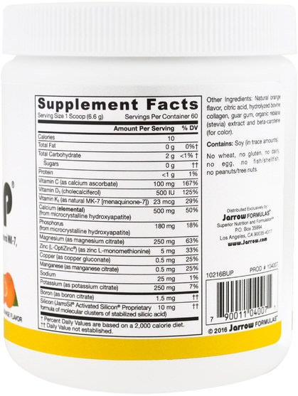 健康，骨骼，骨質疏鬆症 - Jarrow Formulas, Bone-Up Powder Drink Mix, Natural Orange Flavor, 14 oz (396 g)