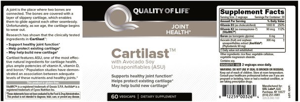 健康，骨骼，骨質疏鬆症，關節健康 - Quality of Life Labs, Cartilast, 60 Vegicaps