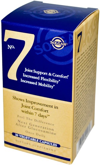 健康，骨骼，骨質疏鬆症，關節健康 - Solgar, No. 7, Joint Support & Comfort, 30 Vegetable Capsules