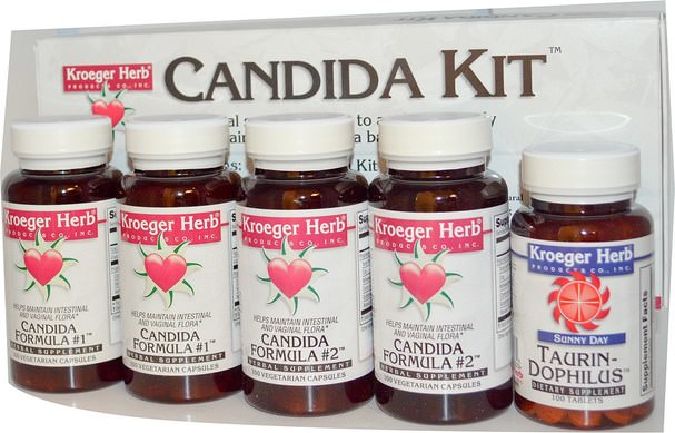 健康，念珠菌 - Kroeger Herb Co, Candida Kit, 5 Bottles