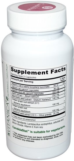 健康，念珠菌 - Vitanica, CandidaStat, Yeast Balance Support, 60 Veggie Caps